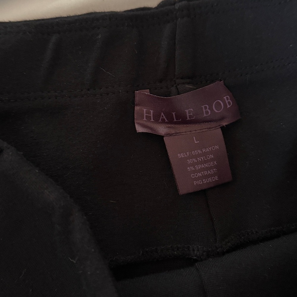 Hale Bob large black leggings with  genuine suede side panels - Picture 12 of 16